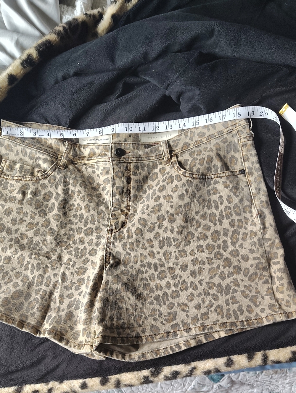 Pilcro and the Letterpress Beige Leopard Print Denim Shorts